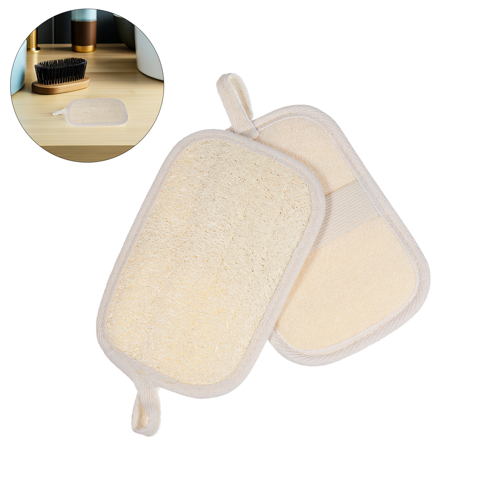 Body Loofah Natural - 4Pcs Japanese Loofah Washcloths Natural Fiber
