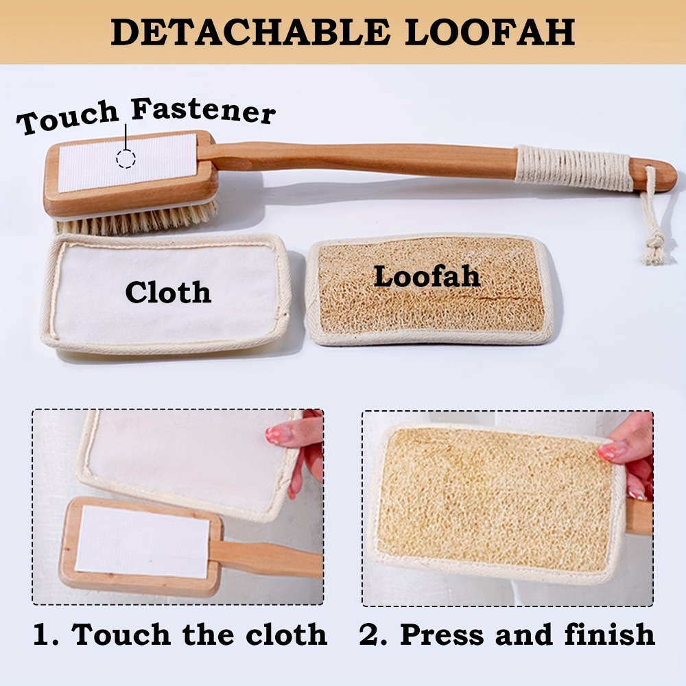 Wood Long Handle Bath Brush Na - Body Loofah Natural review and price