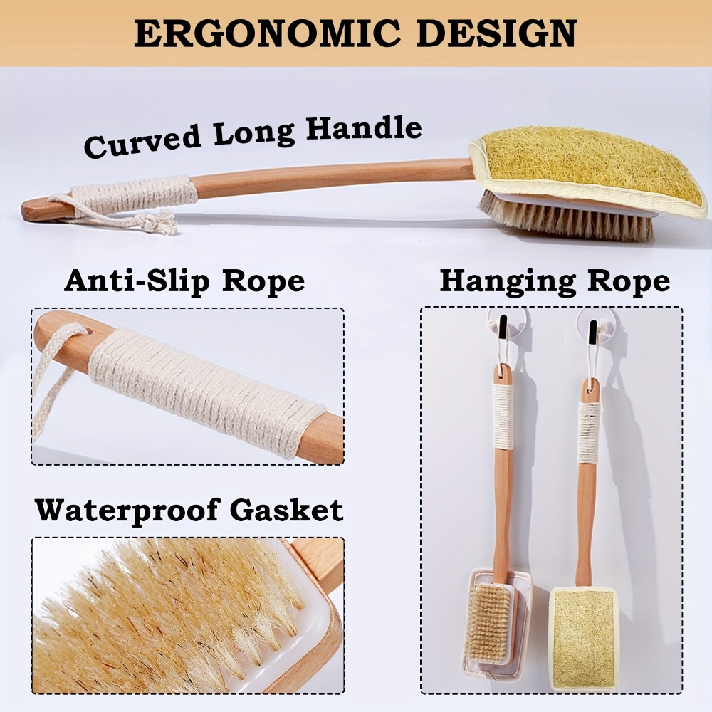 Wood Long Handle Bath Brush Na - Body Loofah Natural review and price